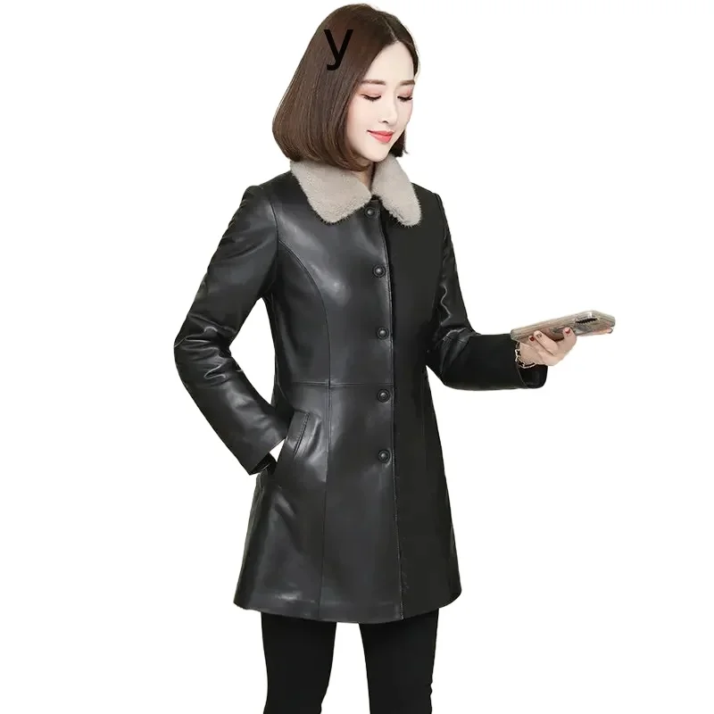 Real Leather Jacket Women Genuine Sheepskin Coat Women Luxury Fur Coats for Womens 2024 Winter Leather Jackets Mink Fur Liner
