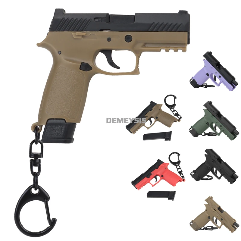 Realistic Mini Pistol Model Keychain Plastic Removable Magazine Keyring Portable Decorations Trendy Gift for Daily Carry Collect