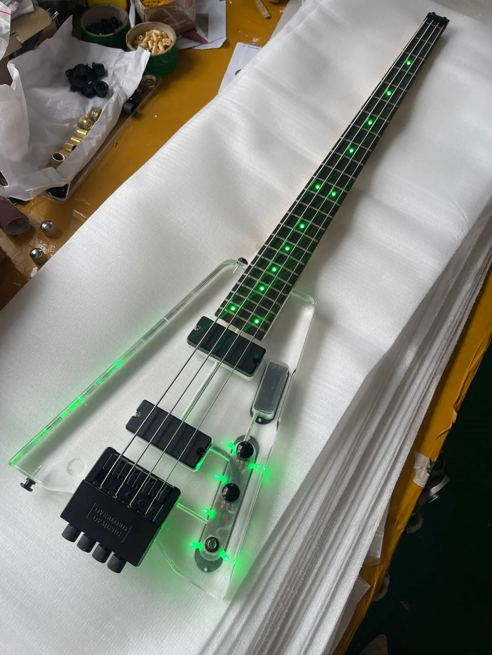 Acrylic 4 Strings Electric Bass Guitar with Maple Neck,Black Hardware,Provide customized service