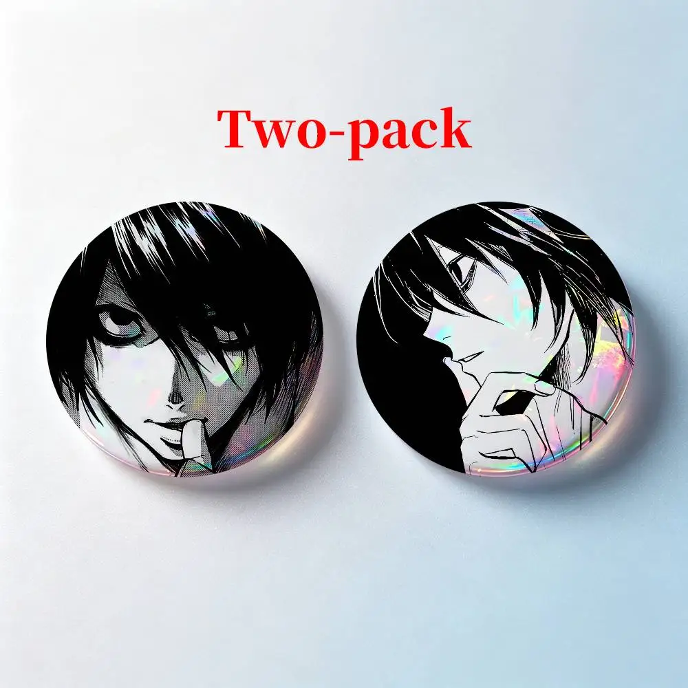 L-L Lawliet D-Death Note 2 Pieces Set Badge Set Fashion Brooches for Women Men Backpack Accessory Bag Badge Jewelry Gift