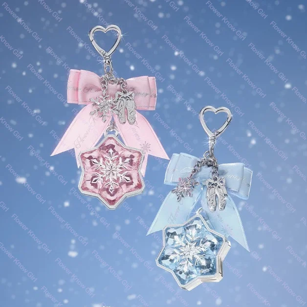 Flower Knows Snow Ballet  Luminous Highlighter & Charm Sparkle Shimmery Face Highlight Portable Makeup Bag Keychain Gift