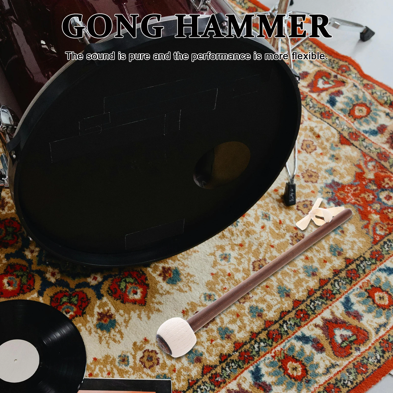 

Wooden Gong Hammer Drumstick for Adult Pick Drumsticks Kids Beginner Cotton Heads