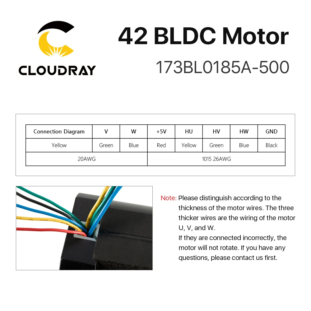 Cloudray Nema17 77.5W BLDC Motor 42mm 3-Phase 4000Rpm 24VDC Square Brushless Motor with Hall-Sensor For 3D Printer