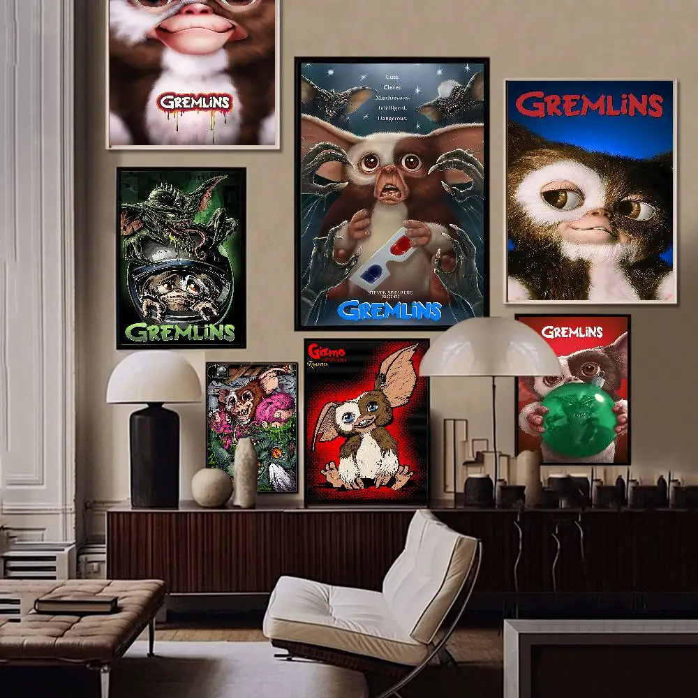 G-Gremlins Vintage-Poster Selbstklebende Vintage-Raumdekoration für Zuhause, Bar, Café, Kawaii-Raumdekoration