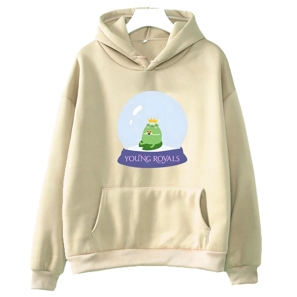 Young Royals Graphic Hoodies Cute Frog Print Clothes Women Autumn Fleece Sweatshirt Unisex Casual Hoody Comfortable Pullovers