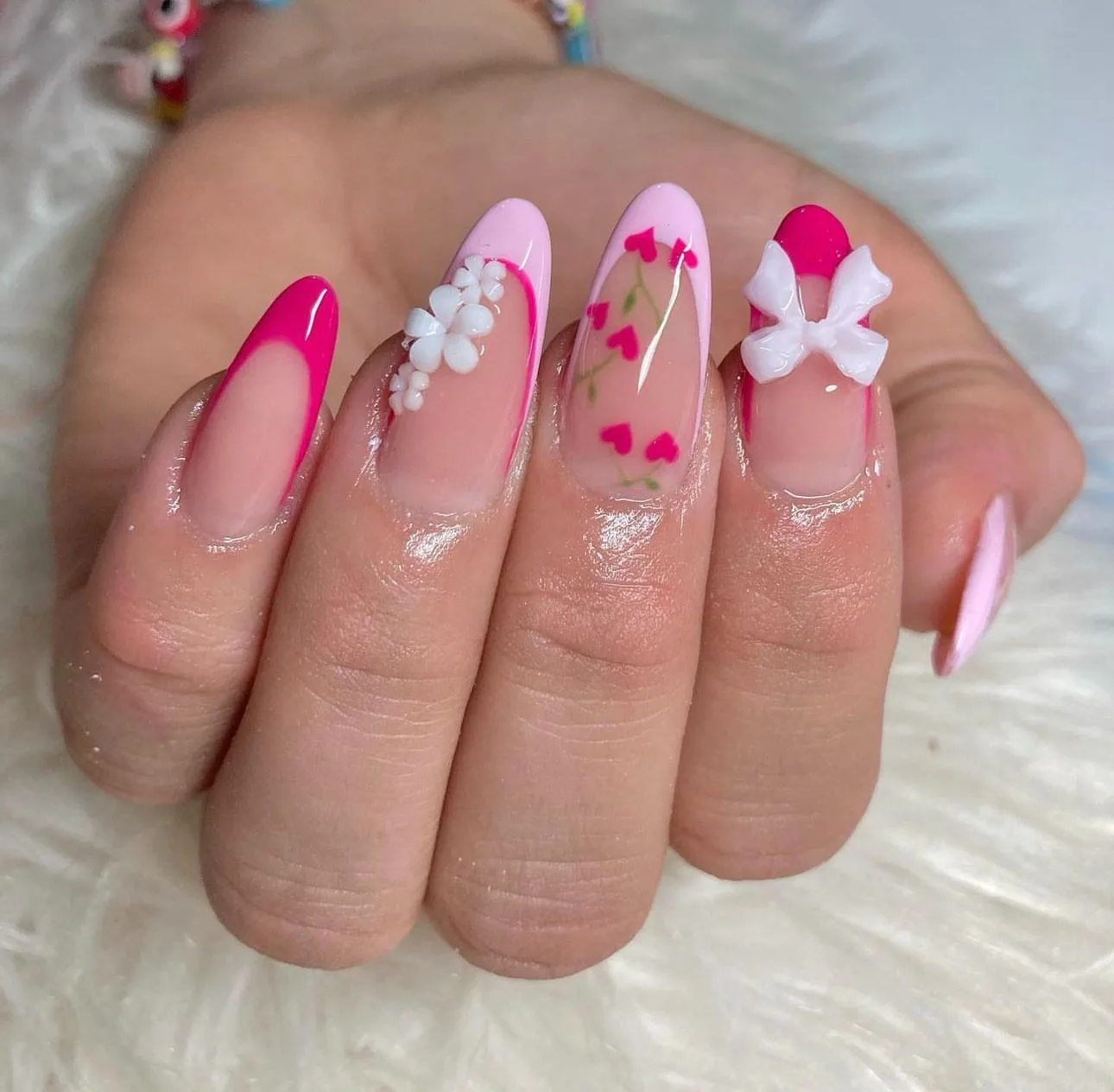 24 Stück French Flash White Border Cherry Blossom Strass-Kunstnägel, aufhellendes Nagelset mit abnehmbaren Kunstnägeln für Festivals – Detail 17