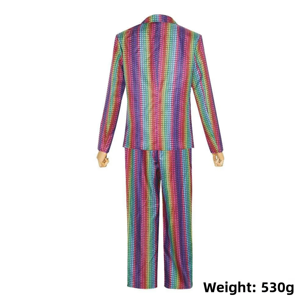 Halloween Cosplay Anzug Regenbogen Plaid iny Silber Gold Bühne Performance Nachtclub Cooles Damen Ethnisches Kostüm Winter 2023