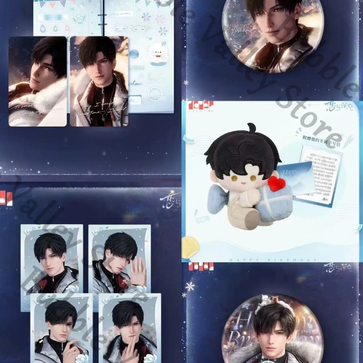 

Genuine Anime Love and Deepspace Zayne 2025 Birthday Cosplay Fluffy Maumet Cartoon Badge Card Standing Sign Hand-writing Letter