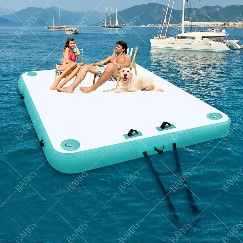 Factory Price Inflatable Water Floating Island Dock Fishing Pontoon Boat Water Mat Float Platform Yoga Mat Water Play