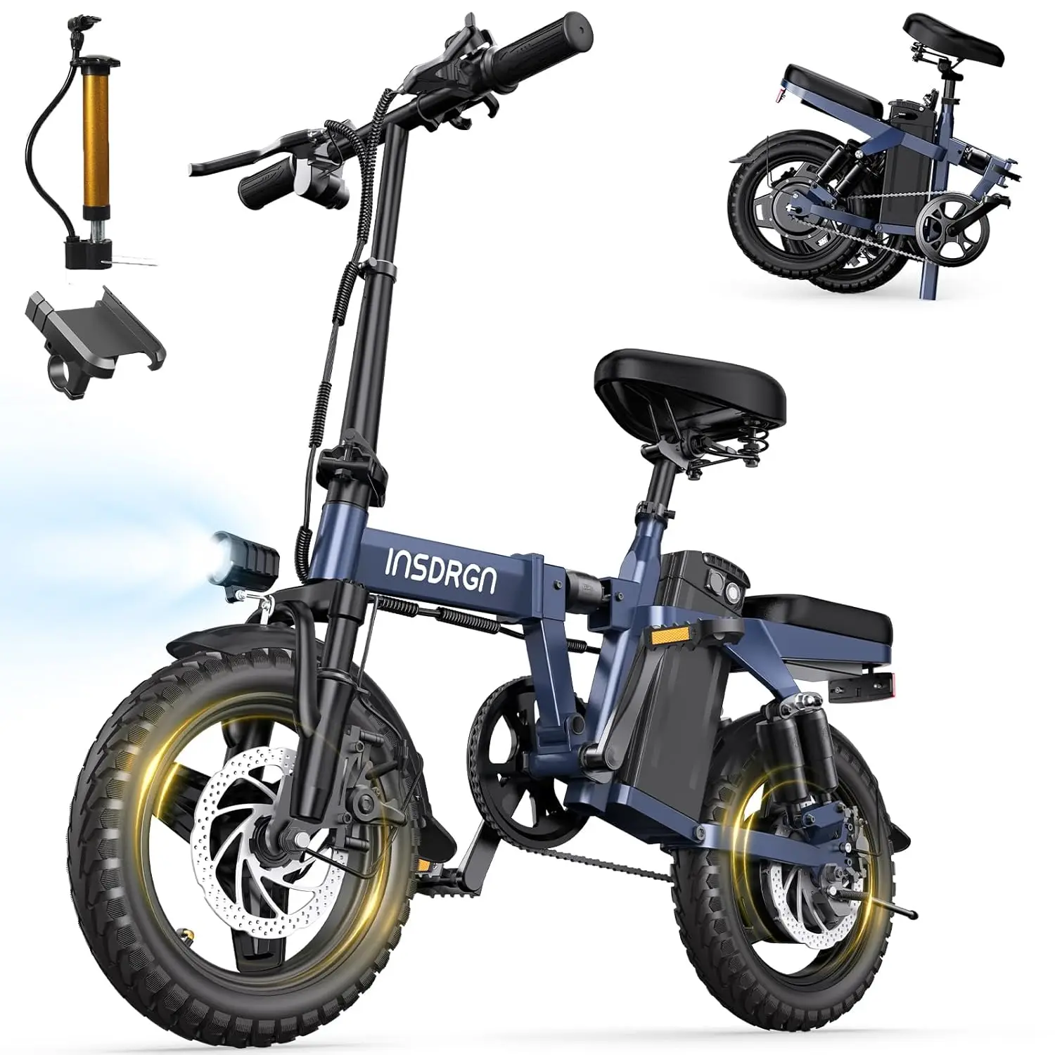 

Folding Electric Bike for Adults Teens, Peak 650W, 45 Miles PAS Range, 48V 10.4AH Removable Li Battery Ebike, 9, Customized