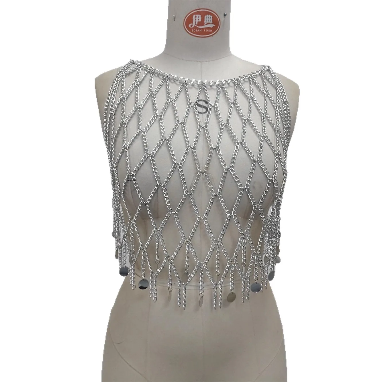 Cyberpunk – gilet en maille à maillons de chaîne, nouveau Design de chaîne de corps avant, haut de chaîne de corps Sexy européen et américain