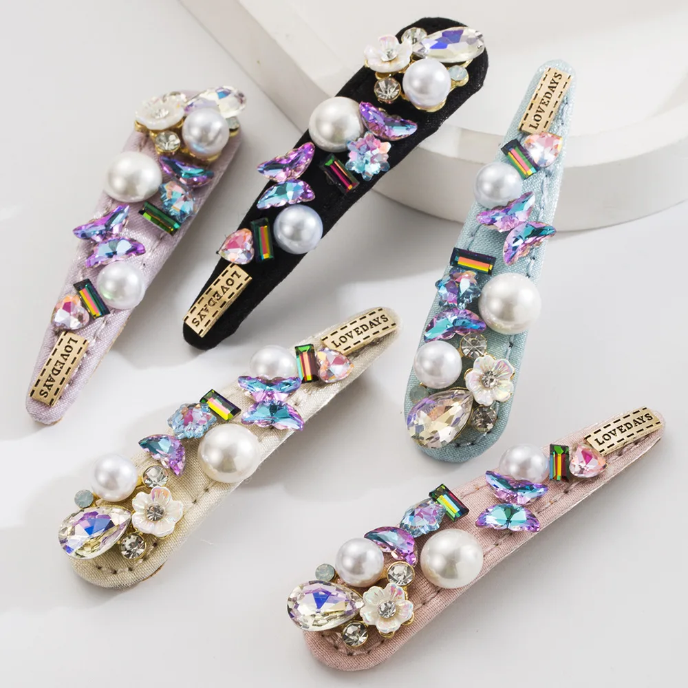 

2025 new fashion heavy industry super flash rhinestone flower butterfly love letter word clip