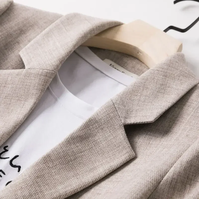 Nuevos Blazers para mujer, moda de retazos, coreano Chic, bolsillos sueltos, abrigos elegantes para mujer, prendas de vestir minimalistas de un solo botón, manga larga