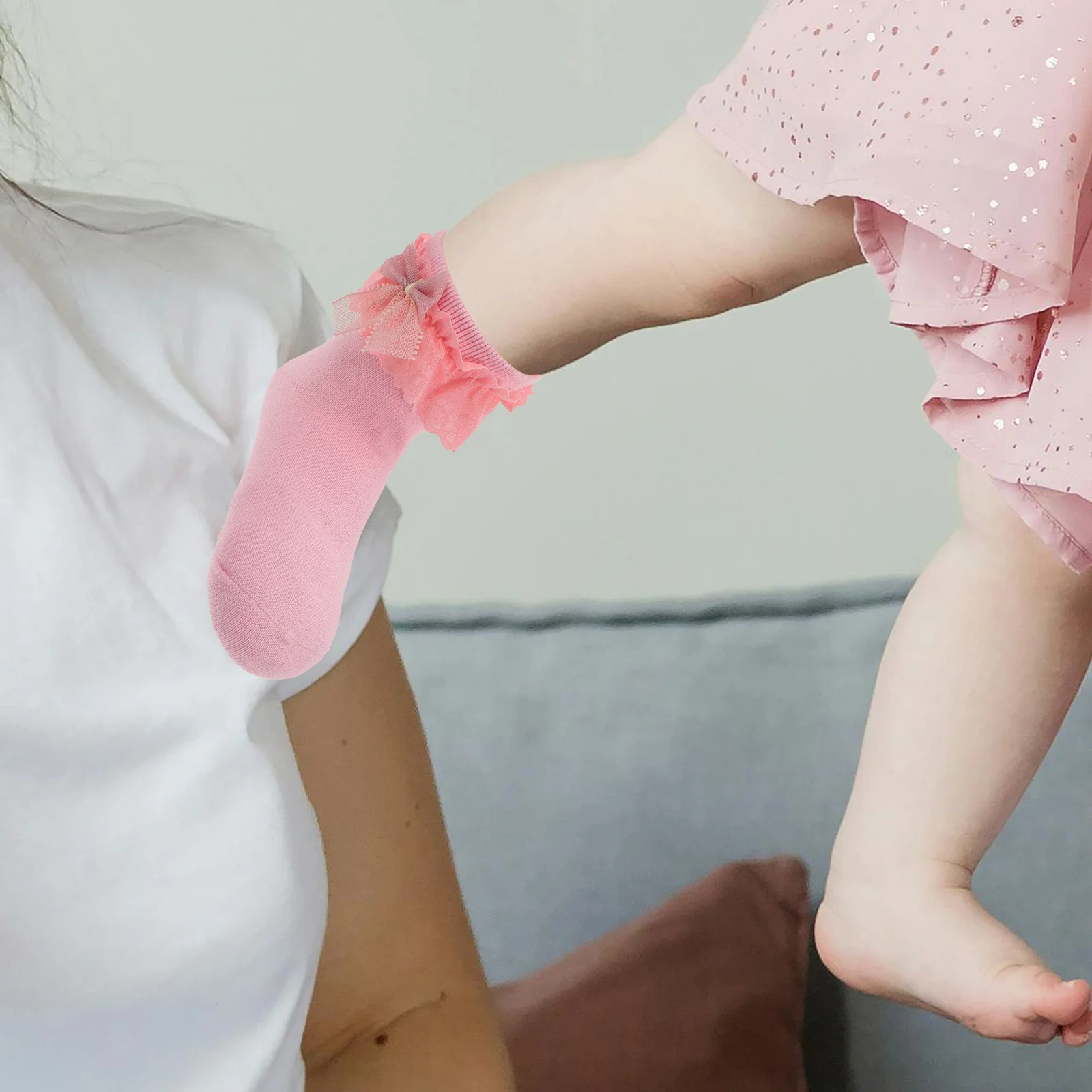 

2Pairs Baby Lace Frilly Ruffle Socks Cotton Soft Breathable Dress Socks for Newborn Infant Toddler Girls Little