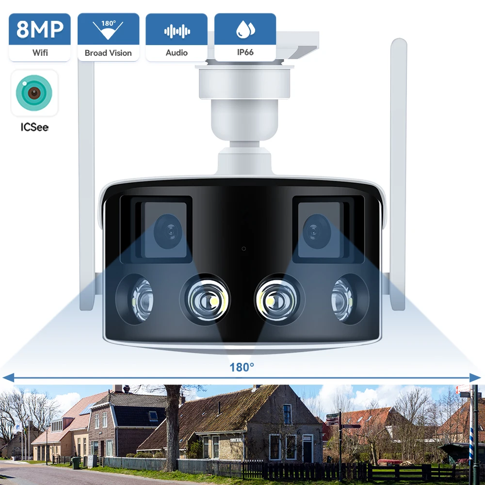 

IP-камера видеонаблюдения, 8 Мп, 4K, Wi-Fi, угол обзора 180 °