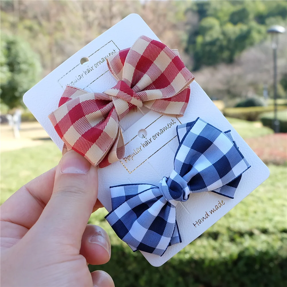 Girls Butterfly Hairpin Classic Plaid Hair Bows Clip For Women Kids Barrettes Children Hair Accessories Fashion Headwear 2021