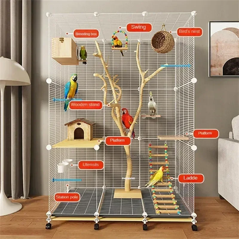 Birdcage Extra Large Parrot Cage Pigeon Canary Hamster Aviary Special Cage Large Activity Space Villa Breeding Cage N