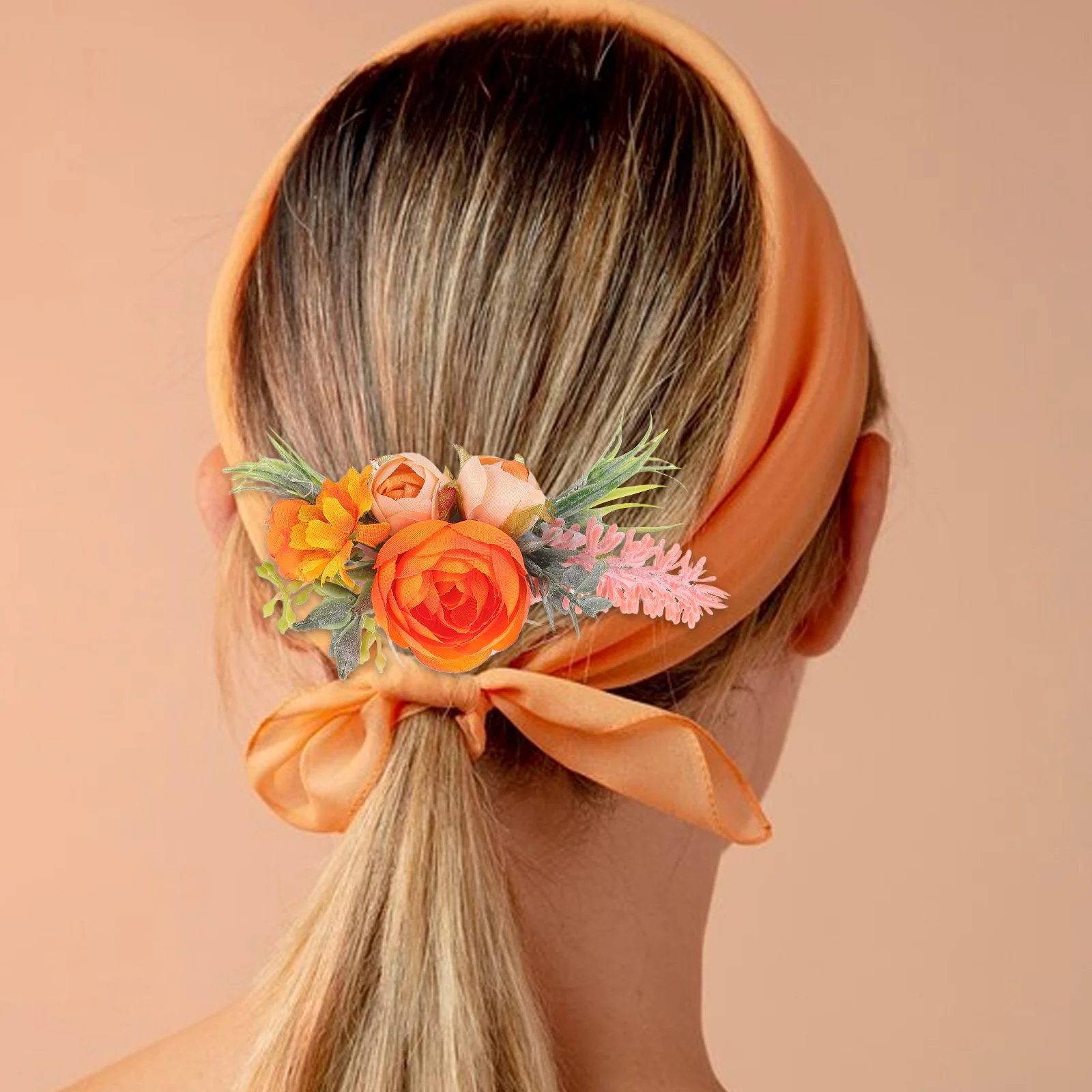 

Handmade Bridal Headdress Accessories Fabric Flower Artificial Hairpins Wedding Boho Headpiece Metal for Women Vacation Floral