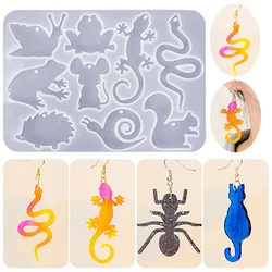 DIY Crystal Epoxy Resin Mold Multiple Animal Shape Mirror Earring Pendant Silicone Mould Spider Snake Shape Keychain Pendants