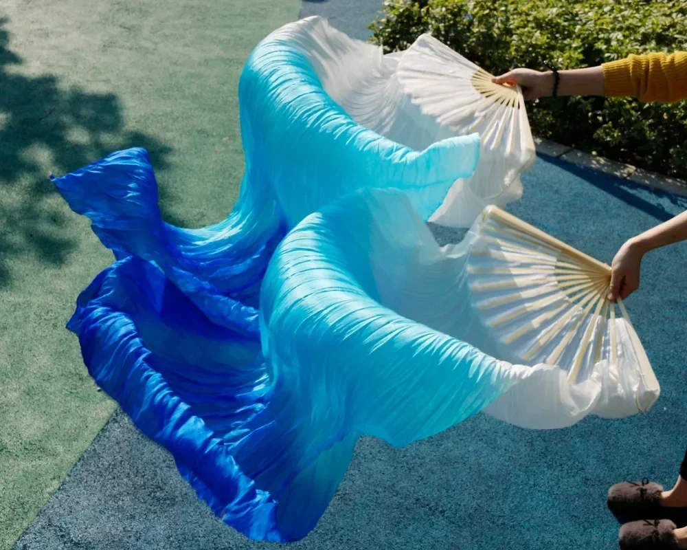 عالية الجودة الحرير الرقص الشرقي مروحة الرقص 100% الحجاب الحرير الحقيقي اليسار + اليمين للبيع أبيض + الفيروز + الأزرق الملكي التسليم السريع #2