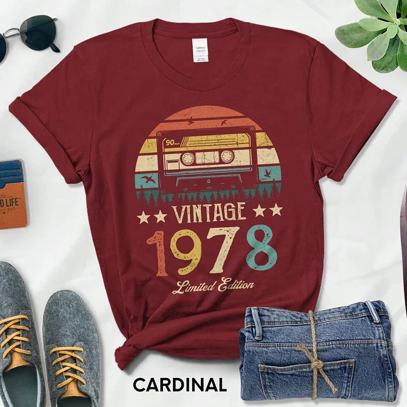 Camisetas Vintage de edición limitada para mujer, camisetas Retro de 47 a 47 años, regalo de fiesta de cumpleaños, camisetas de moda para mujer 1978