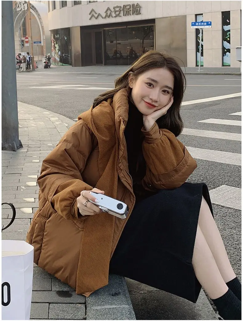 

Puffer Parkas Womens Padded Coat Woman Functional Pockets Cargo Military Olive Green Fashion Streetwear Urban Street Cool Hip GF