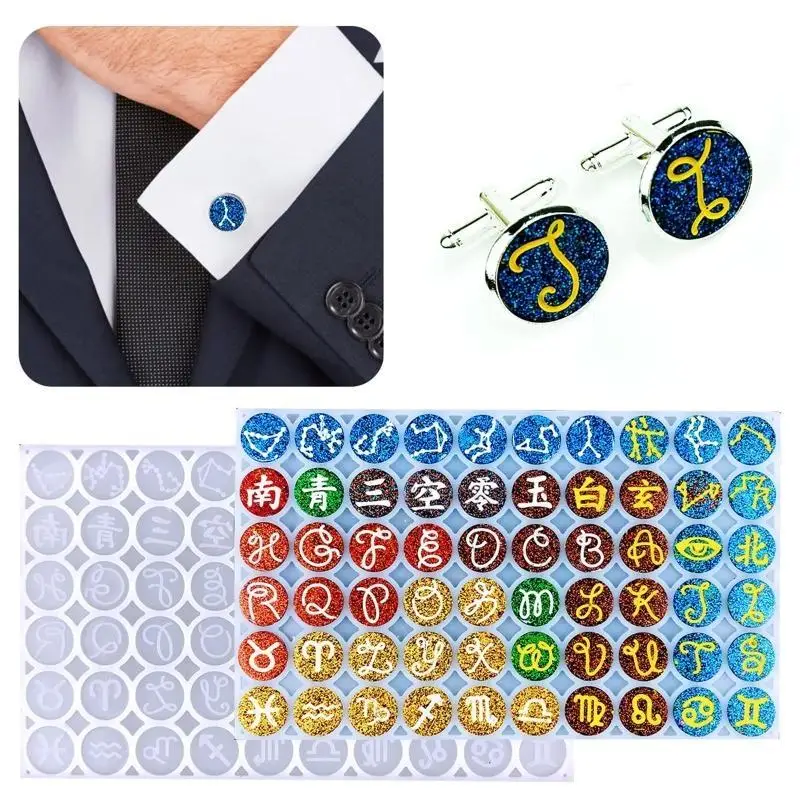 A52E Manschettenknöpfe Manschettenknopf Silikonform Tablett Konstellation Rundes Symbol Hängender Anhänger Ornament Epoxidharz – Detail 5