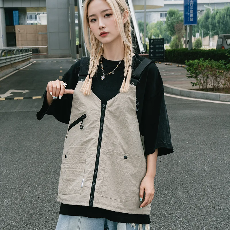 Summer Lightweight Convertible Crossbody Vest Fashion Multi-pocket Large Capacity Outdoor Nylon Cargo Vest Shoulder Bag