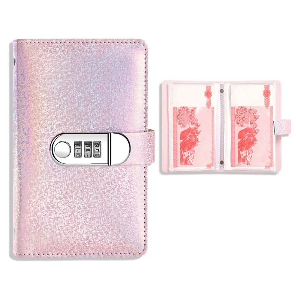 50Sheets Saving Money Binder Bright Crystal PU Leather Planner Organizer Portable Cash Envelopes Budget Binder with Lock