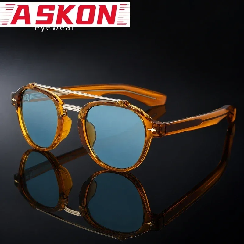 ASKON Retro Pilot Men Sunglasses Punk Propionic Acid Pin Temple Luxury Sun Glasses Women Shades Party Eyewear UV400 Protection