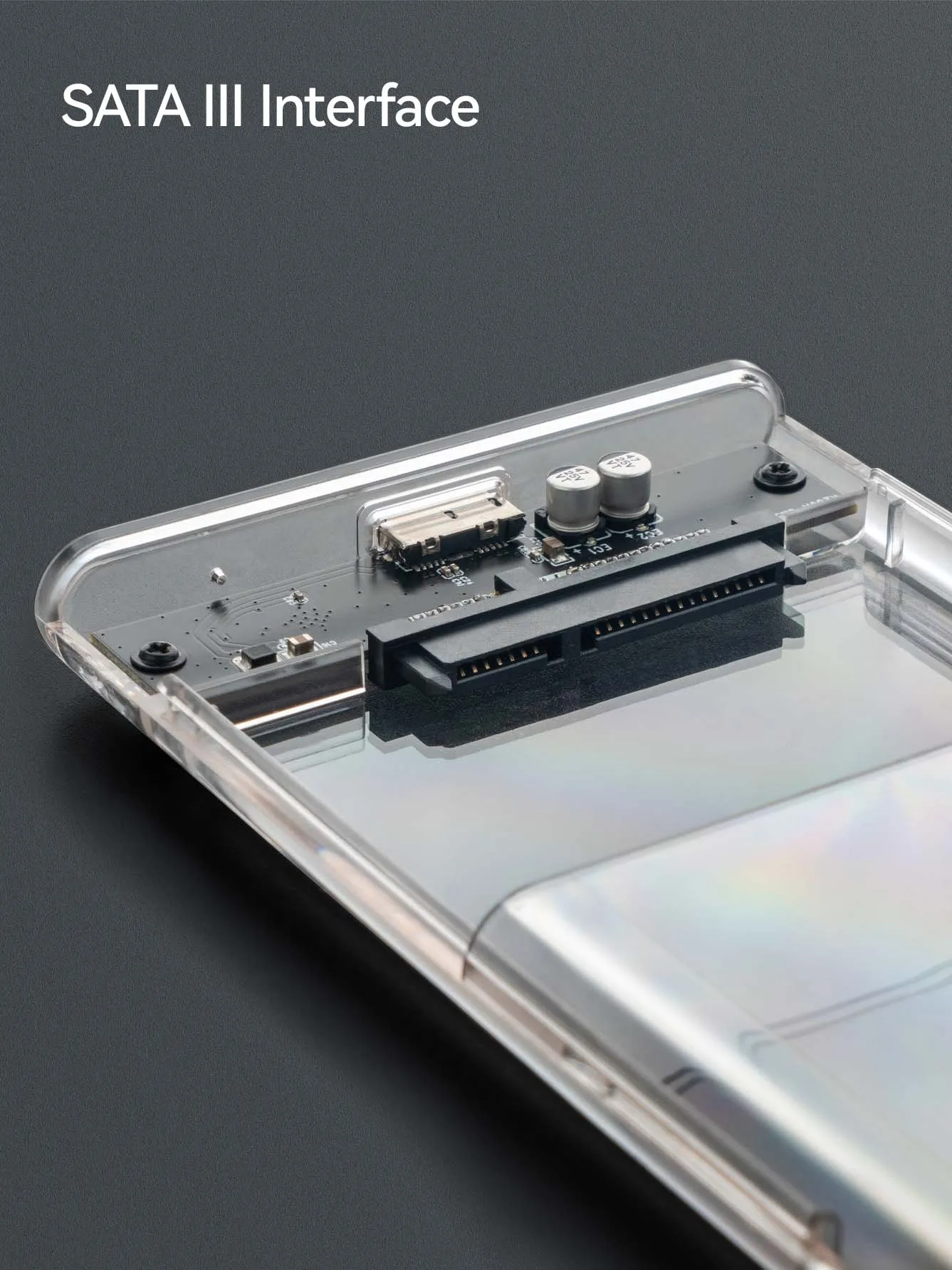 UnionSine 2.5inch SATA III to USB 3.0 HDD/SSD Enclosure - Transparent External Case with Crystal Shell for Old Drive Repair