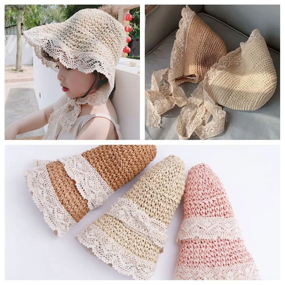 

Высококачественная солнцезащитная соломенная шляпа с широкими полями, UPF 50+, с кружевной отделкой, складная, для защиты от УФ-излучения, для женщин и девочек