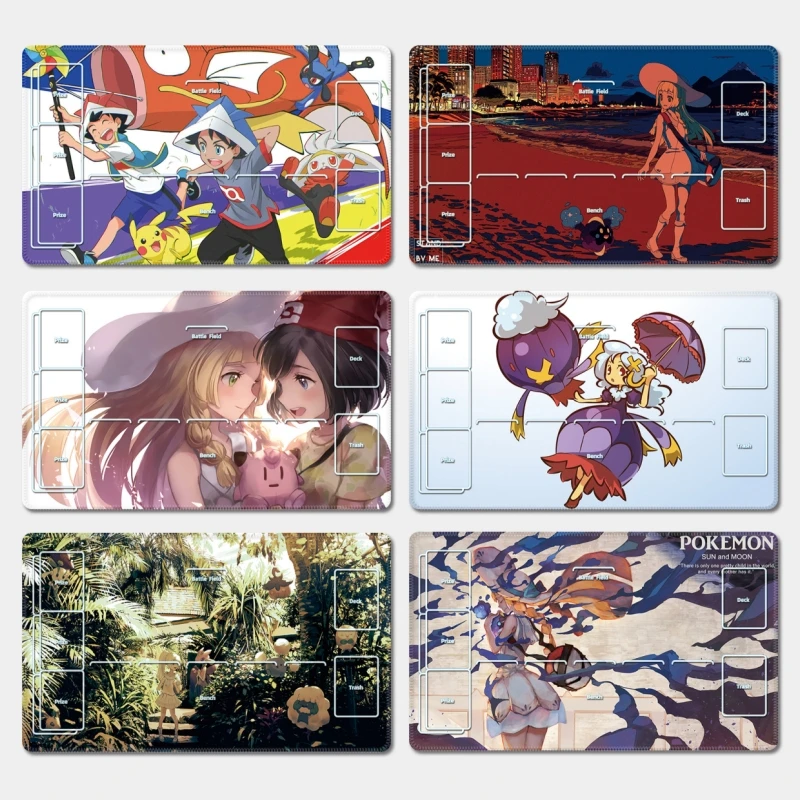 PTCG Pokemon Lillie Lana Ash Ketchum Animation Characters Single Table Mat Battle Pad Classics Anime Collection Cards Toy Gift