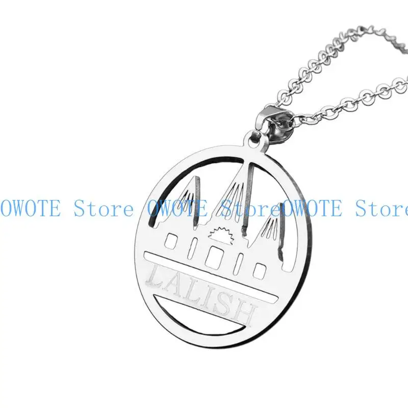 

652F Stylish Neckchains Ethnic Yazdi Lalish Temple Pendant Necklace Unisex Collarbone Chain Accessory Neck Jewelry Ornament