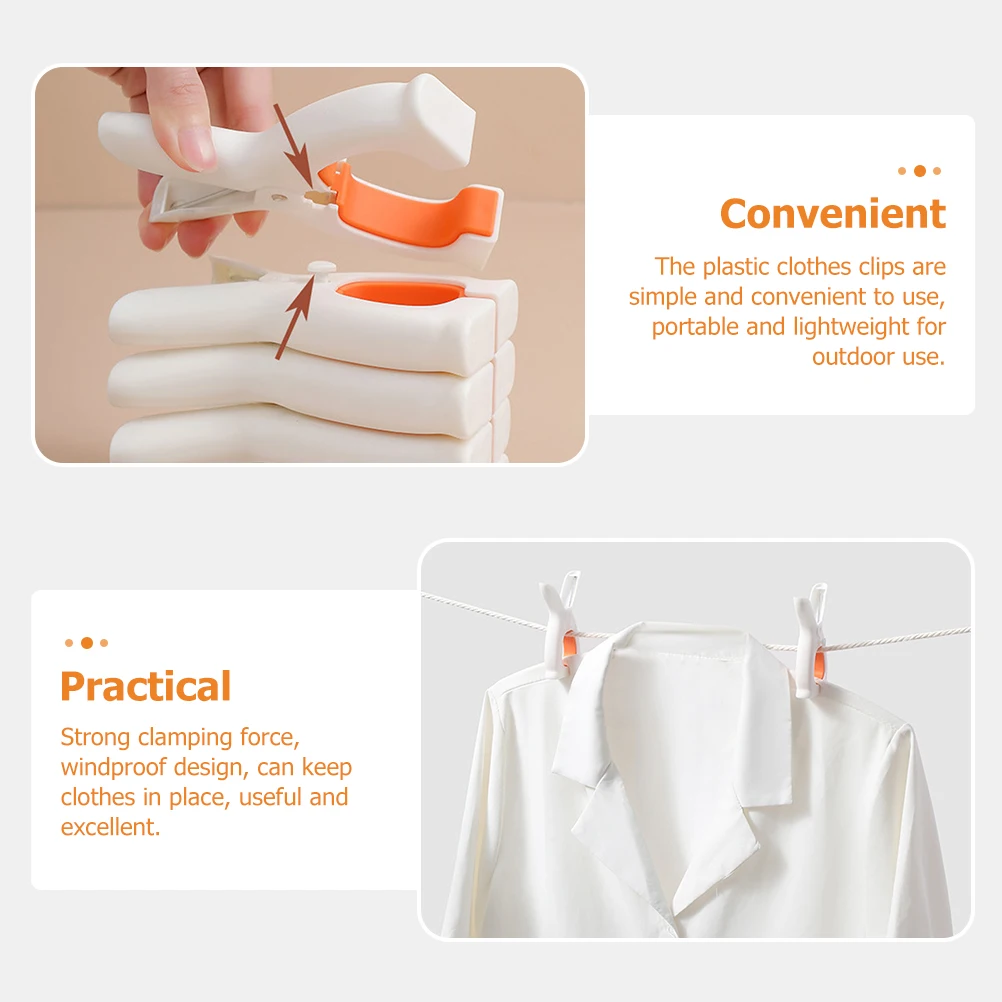 

4pcs Plastic Clothespins Windproof Strong No-Slip Clothes Clips For Towels Socks Skirts Laundry Outdoor Use
