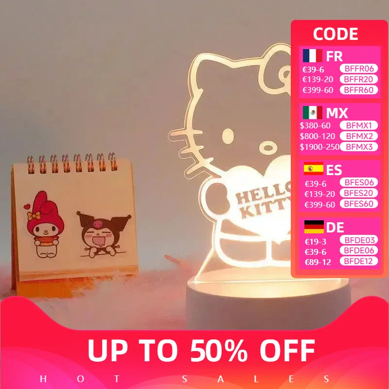 

Cute New Sanrio Cartoon Kawali Kuromi Figure 3D Lamp Yugui Dog Figure Toys Table LED Night Light Home Decoration Birthday Gifts