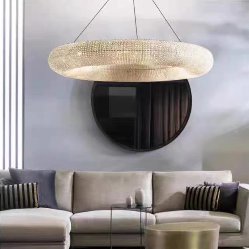 

Modern Luxury Crystal Chandelier Light Decorative hotel Bar Living Room Dining Room Kitchen Bedroom Halo Ring LED Pendant Lamp