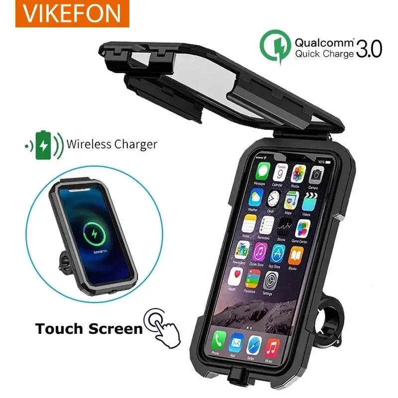 Motorcycle Wireless Charger Holder QC 3.0 Fast Charging Motorbike Phone Waterproof Cellphone Bicycle Stand For iPhone Samsung