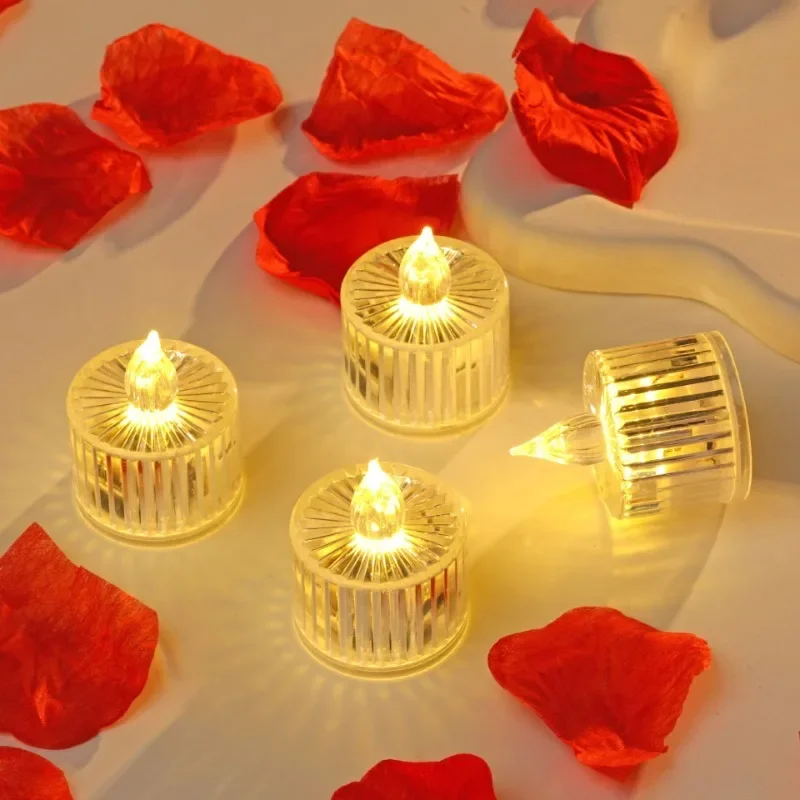 LED Crystal Candles Electronic Flameless Proposal 4/6/12PCS Lights Wedding Party Home Room Decor Romantic Date Holiday LED Light