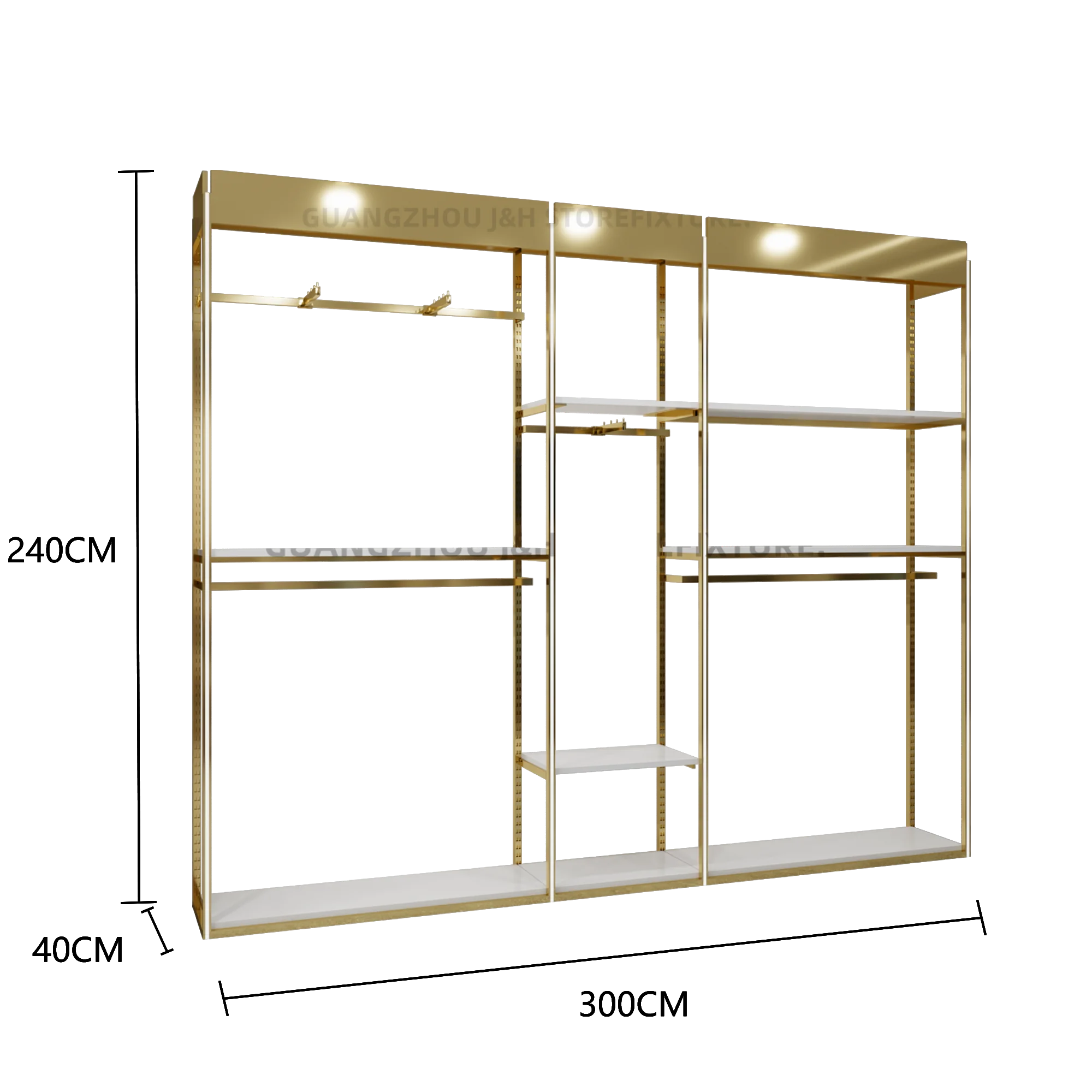 Custom.Custom .Custom.Stainless Steel Texture Clothes Shop Display Rack Custom Logo Metal Clothes Hanging Shelves Stand for Man