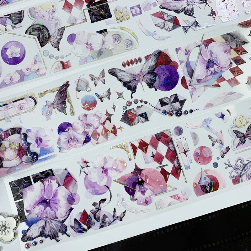 New butterfly and flower shell light shiny PET tape diy Sticker Card Making Collage Decoration