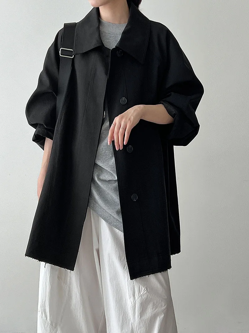 SuperAen Koreanischen Stil Lose Vintage Casual Polo Kragen Jacke für frauen Herbst Neue Einreiher Trenchcoats