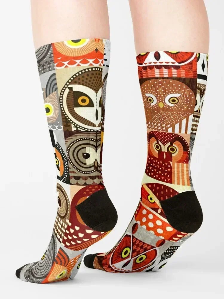 North American Owls Socks retro luxury Novelties Crossfit Socks For Man Women's