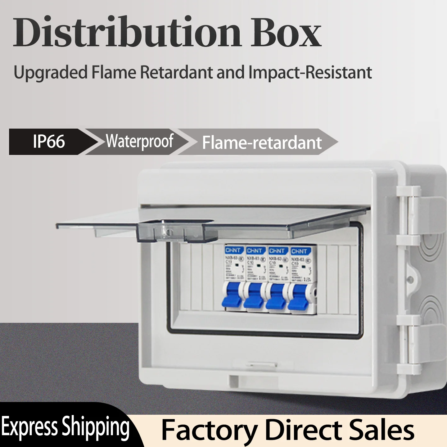 

Водонепроницаемая распределительная коробка IP66, распределительная коробка автоматического выключателя, бытовая защитная коробка с УЗО для поверхностного монтажа