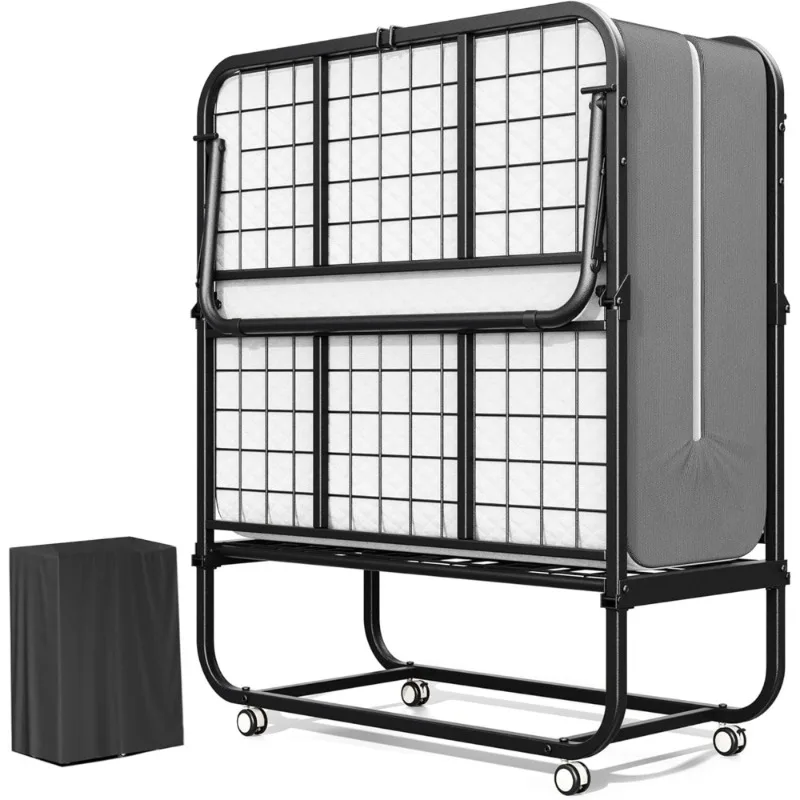Letto pieghevole Letto a scomparsa da 75 x 38 pollici con materasso in memory foam da 5 pollici Lettino portatile doppio per adulti