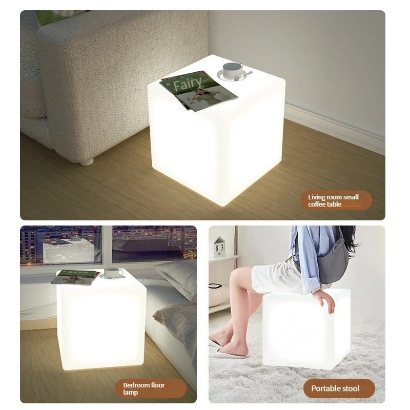 Imagem -04 - Nordic Cubo Lâmpada de Mesa Criativo Fezes Luminosas Minimalista Cabeceira Moderna Piso Sala de Estar Quarto Ins Estilo