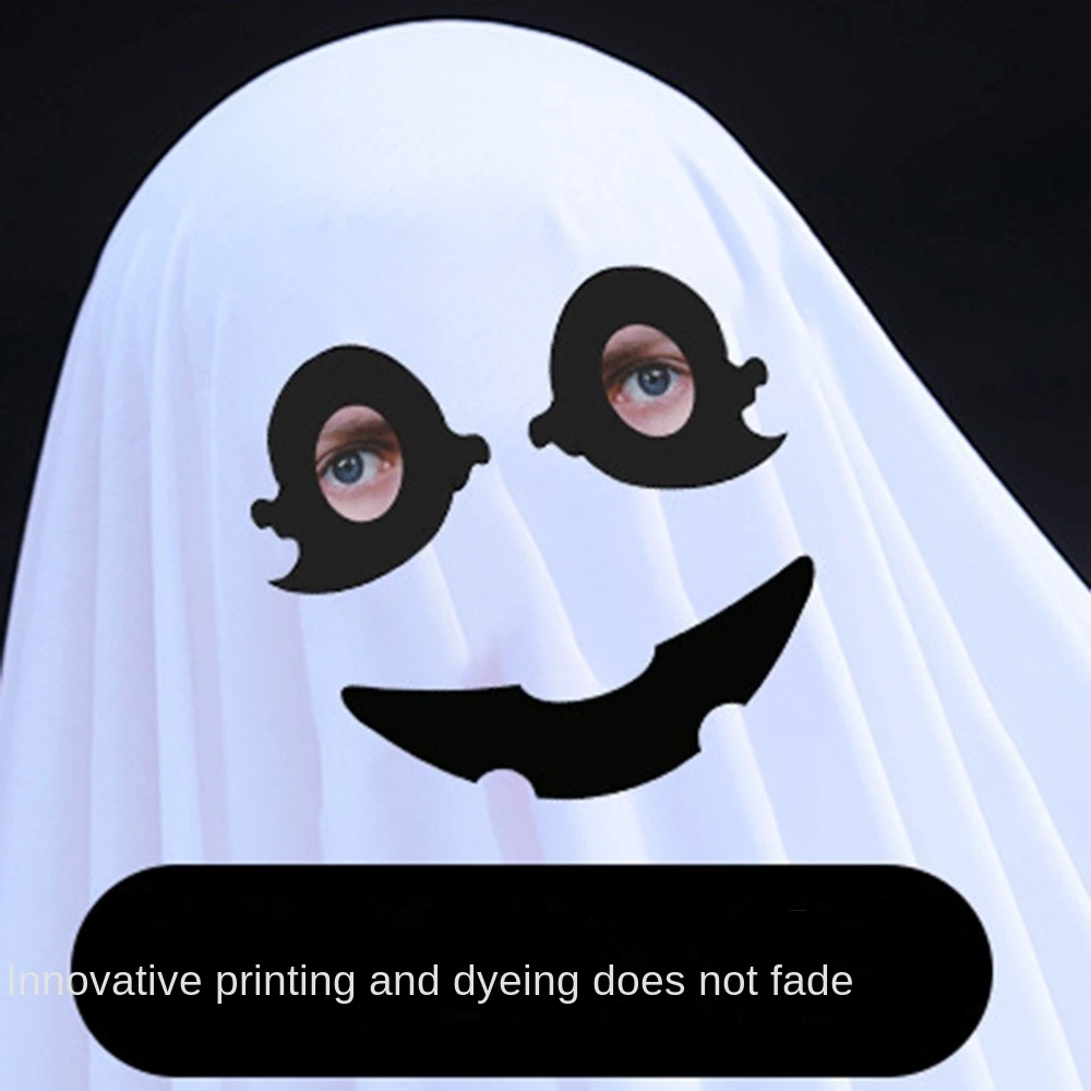 Hooded Halloween Cloak Cape Fright Clothes Smile Face Ghost Poncho Robe Black Eye Funny Cosplay Ghost Cosplay Costume Adult Kids