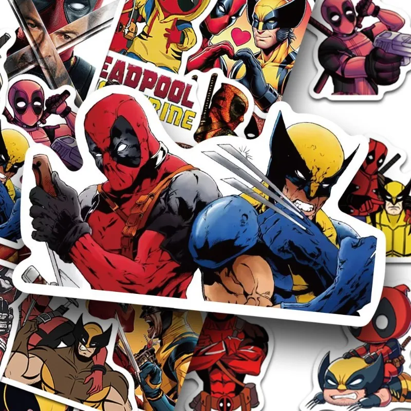 50PCS Marvel Deadpool and Wolverine Notebook Mobile Phone Case Notebook S Water Cup Luggage Guitar Waterproof Sticker Wholesale