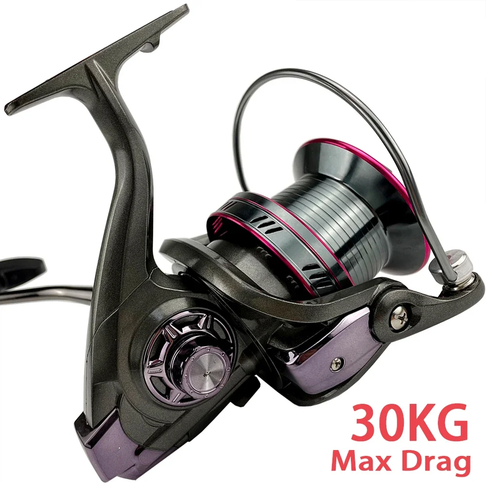 

Saltwater Surf Big Sea Spinning Fishing Reel 20-30KG Max Drag 9000-12000 4.0:1 Metal Spool Jigging Trolling Long Shot Casting