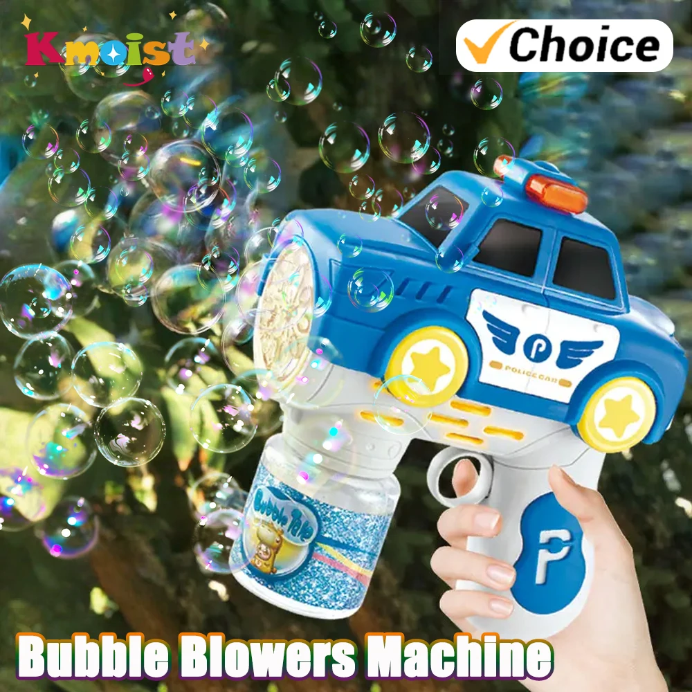 Seifenblasenpistole für Kinder, Outdoor-Spielzeug, 12 Löcher, Handfeuerpolizeiauto, elektrische Seifenblasenmaschine, Kindergeburtstagsgeschenk, Partyspielzeug für Kinder